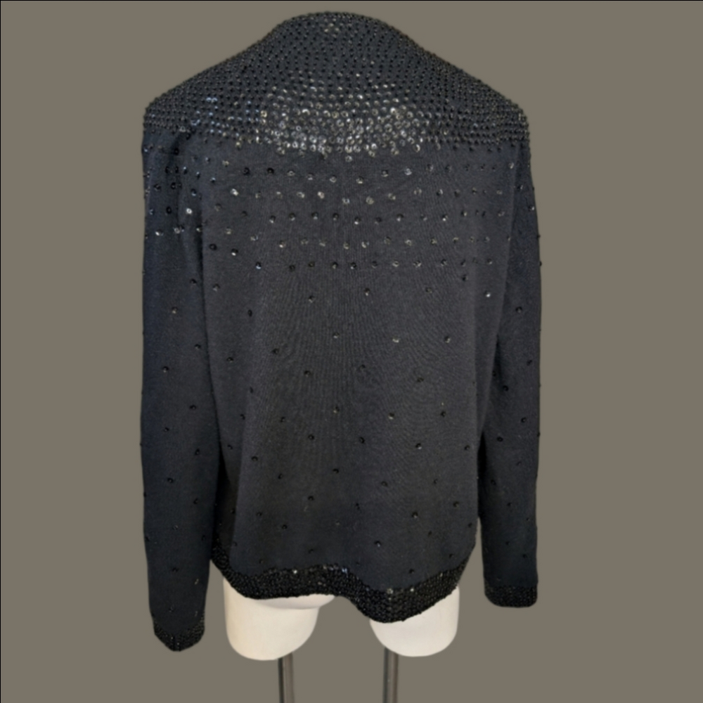 Vintage Sweater Black Beaded Women's Sweater Size L
